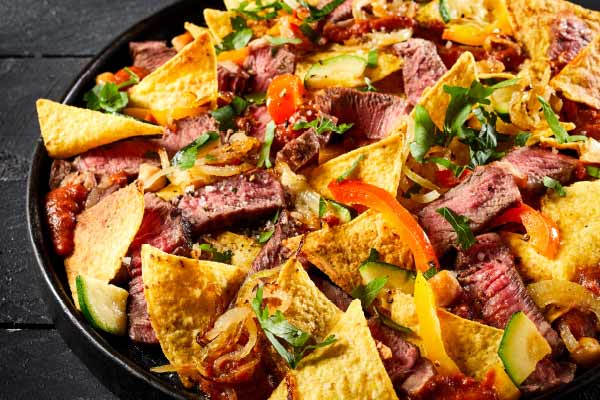 Garlic Pepper Beef Steak Nachos